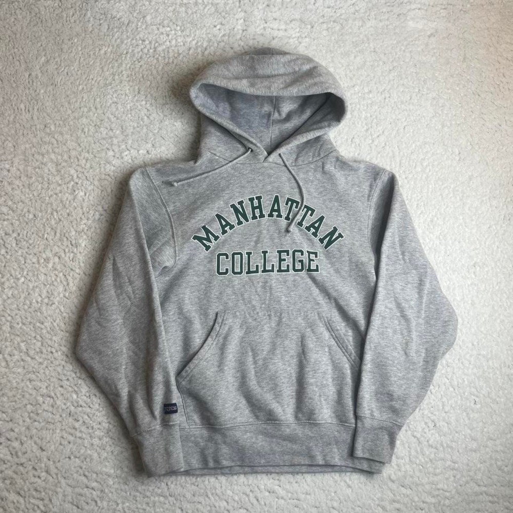 Manhattan college men's grey Jansport‎ hoodie collegiate vintage S